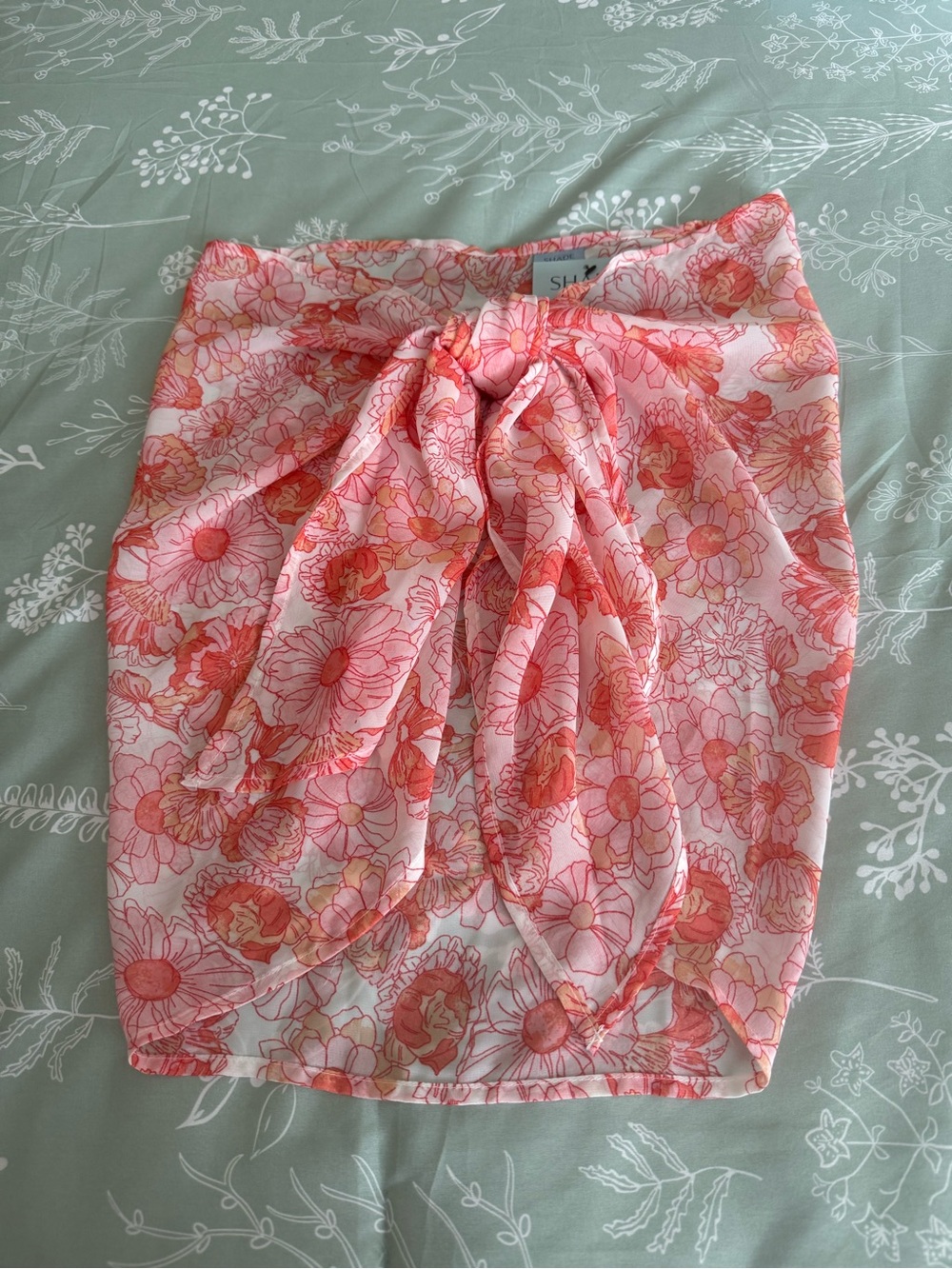 Shade & Shore Coral and Pink Floral Tie-Front Sarong